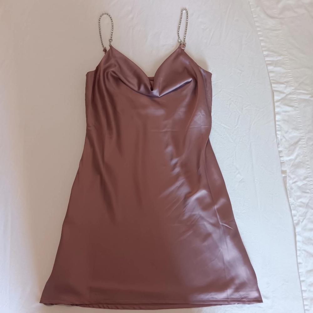 Garage Satin Mini Dress with Chain Straps!!